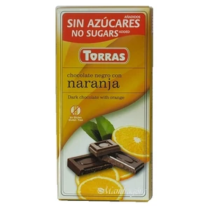 TORRAS HOZZÁADOTT CUKOR NÉLKÜL ÉTCSOKOLÁDÉ NARANCSOS 75G