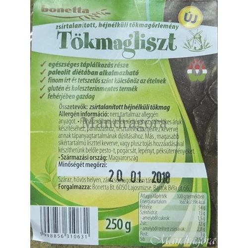 BONETTA GLUTÉNMENTES TÖKMAGLISZT 250G